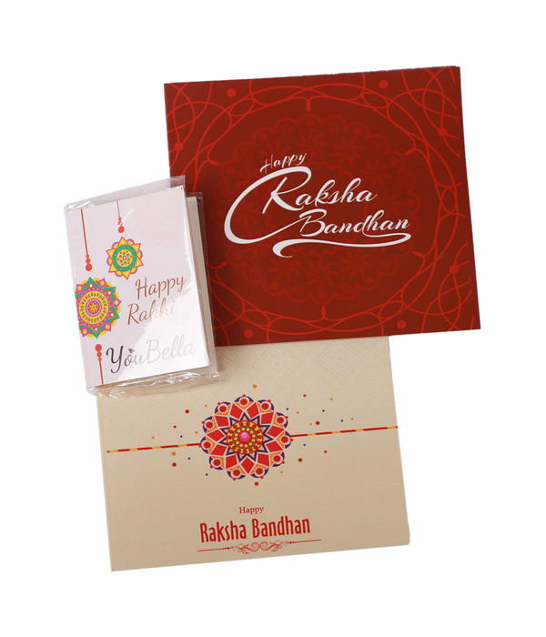 YouBella 2 Rakhi and 2 Greeting Card Combo for Brother, Rakhi Gift for Brother/bhaiyya/bhai (Style 1)